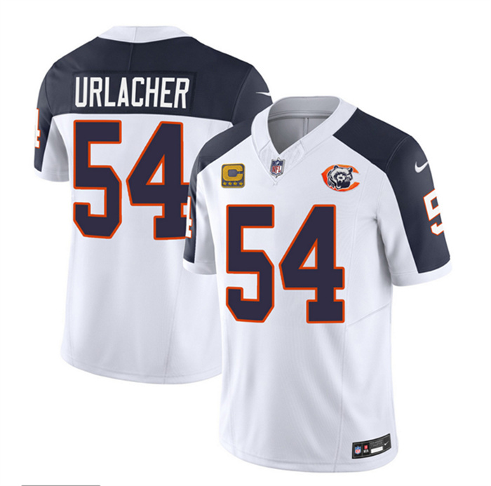 Men's Chicago Bears #54 Brian Urlacher White Navy 2023 F.U.S.E. With 4-Star C PatchThrowback Limited Stitched Football Jersey Men's Chicago Bears #54 Brian Urlacher White Navy 2023 F.U.S.E. With 4-Star C PatchThrowback Limited Stitched Football Jersey