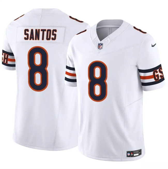 Men's Chicago Bears #8 Cairo Santos White 2025 F.U.S.E. Vapor Untouchable Limited Stitched Football Jersey Men's Chicago Bears #8 Cairo Santos White 2025 F.U.S.E. Vapor Untouchable Limited Stitched Football Jersey