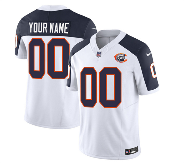 Men's Chicago Bears Active Player Custom 2023 F.U.S.E. White Navy Throwback Limited Stitched Football Jersey