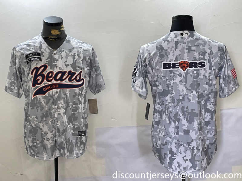 Men's Chicago Bears Camo With Patch Cool Base Stitched Baseball Jersey 2 Men's Chicago Bears Camo With Patch Cool Base Stitched Baseball Jersey 2
