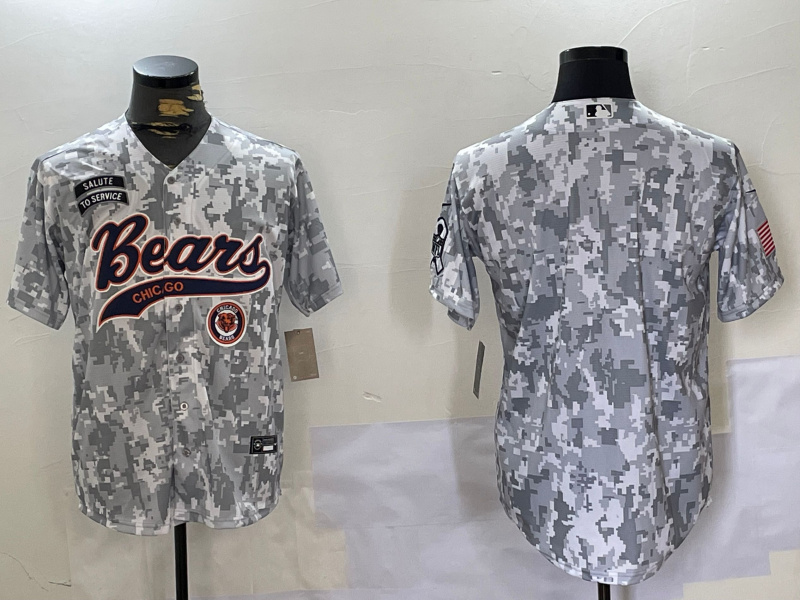 Men's Chicago Bears Camo With Patch Cool Base Stitched Baseball Jersey 6 Men's Chicago Bears Camo With Patch Cool Base Stitched Baseball Jersey 6