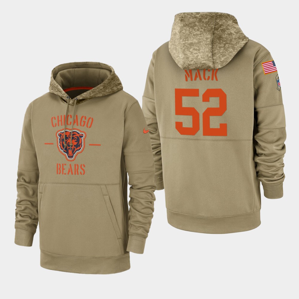 Men's Chicago Bears Khalil Mack 2019 Salute to Service Sideline Therma Pullover Hoodie - Tan