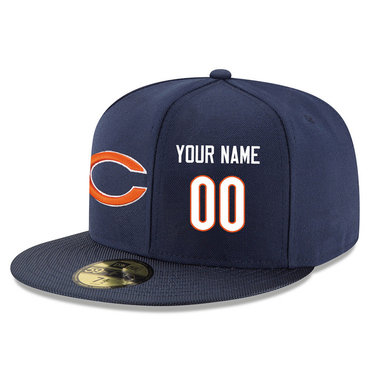 Men's Chicago Bears Navy Color Snapback Custom Hat (Stitched any name&number) Men's Chicago Bears Navy Color Snapback Custom Hat (Stitched any name&number)