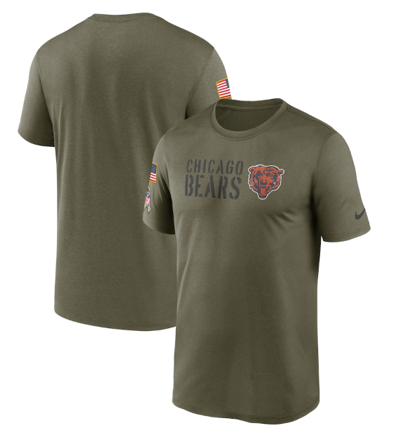 Men's Chicago Bears Olive 2022 Salute To Service Legend Team T-Shirt