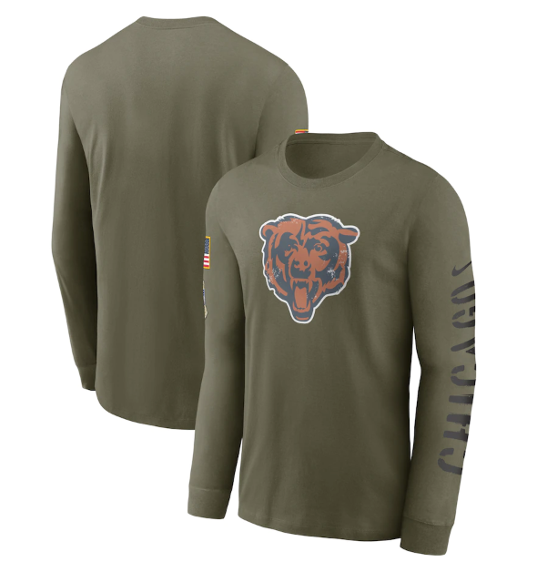 Men's Chicago Bears Olive 2022 Salute To Service Long Sleeve T-Shirt