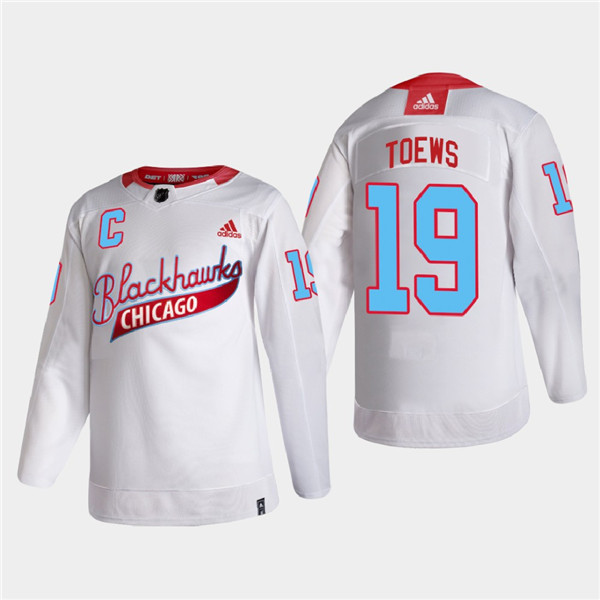 Men's Chicago Blackhawks #19 Jonathan Toews 2022 Community Night White Stitched Jersey Men's Chicago Blackhawks #19 Jonathan Toews 2022 Community Night White Stitched Jersey