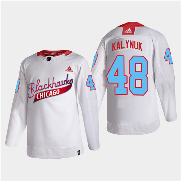Men's Chicago Blackhawks #48 Wyatt Kalynuk 2022 Community Night White Stitched Jersey Men's Chicago Blackhawks #48 Wyatt Kalynuk 2022 Community Night White Stitched Jersey
