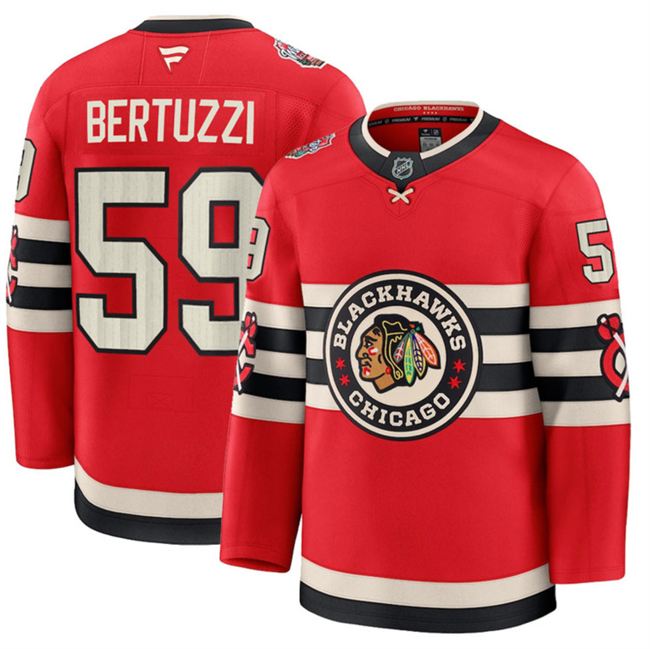 Men's Chicago Blackhawks #59 Tyler Bertuzzi Red 2024-25 Winter Classic Stitched Hockey Jersey Men's Chicago Blackhawks #59 Tyler Bertuzzi Red 2024-25 Winter Classic Stitched Hockey Jersey