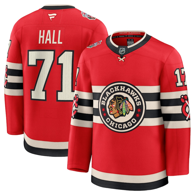 Men's Chicago Blackhawks #71 Taylor Hall Red 2024-25 Winter Classic Stitched Hockey Jersey Men's Chicago Blackhawks #71 Taylor Hall Red 2024-25 Winter Classic Stitched Hockey Jersey