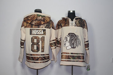 Men's Chicago Blackhawks #81 Marian Hossa Old Time Hockey Natural Realtree Camo Xtra Lacer Hoodie