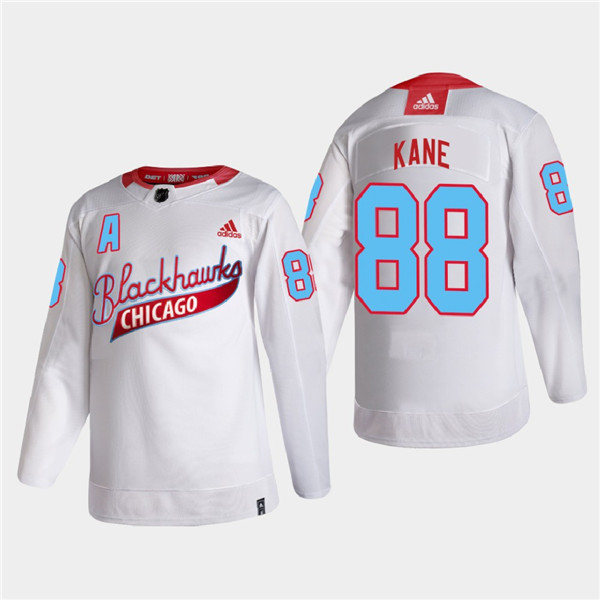 Men's Chicago Blackhawks #88 Patrick Kane 2022 Community Night White Stitched Jersey Men's Chicago Blackhawks #88 Patrick Kane 2022 Community Night White Stitched Jersey