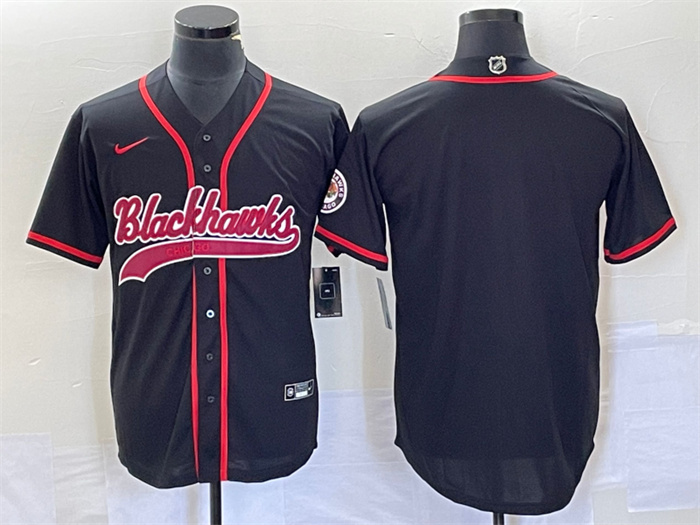 Men's Chicago Blackhawks Blank Black Cool Base Stitched Baseball Jersey Men's Chicago Blackhawks Blank Black Cool Base Stitched Baseball Jersey