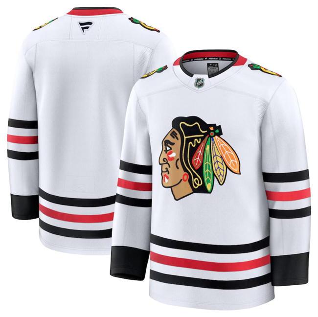 Men's Chicago Blackhawks Blank White 2024-25 Away Stitched Hockey Jersey Men's Chicago Blackhawks Blank White 2024-25 Away Stitched Hockey Jersey