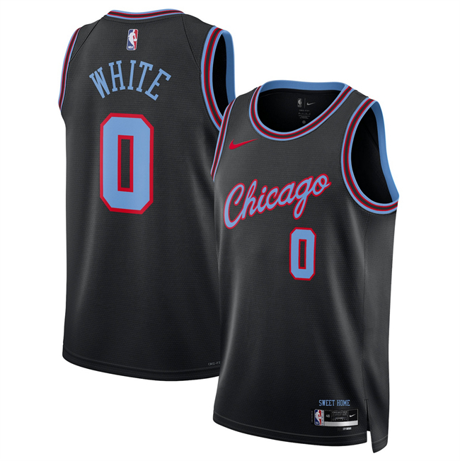 Men's Chicago Bulls #0 Coby White Black 2025 26 City Edition Stitched Basketball Jersey Men's Chicago Bulls #0 Coby White Black 2025 26 City Edition Stitched Basketball Jersey