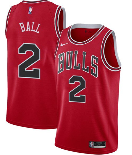 Men's Chicago Bulls #2 Lonzo Ball Jersey Red Jersey