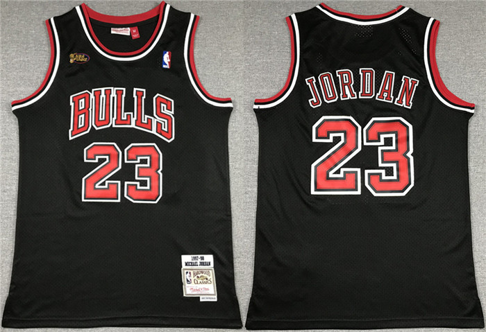 Men's Chicago Bulls #23 Michael Jordan Black 1997-98 Stitched Jersey Men's Chicago Bulls #23 Michael Jordan Black 1997-98 Stitched Jersey