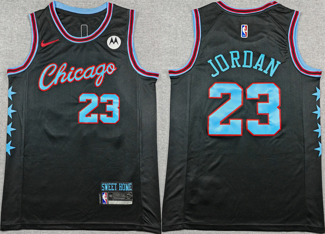 Men's Chicago Bulls #23 Michael Jordan Black 2025-26 City Edition Stitched Basketball Jersey Men's Chicago Bulls #23 Michael Jordan Black 2025-26 City Edition Stitched Basketball Jersey