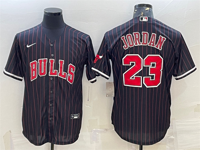 Men's Chicago Bulls #23 Michael Jordan Black Cool Base Stitched Baseball Jersey Men's Chicago Bulls #23 Michael Jordan Black Cool Base Stitched Baseball Jersey