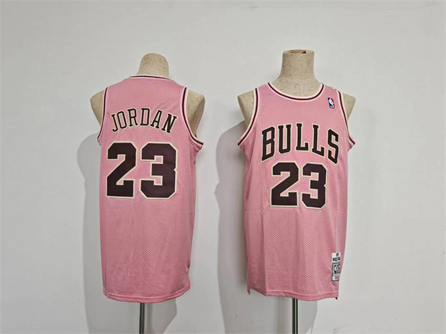Men's Chicago Bulls #23 Michael Jordan Pink Stitched Basketball Jersey Men's Chicago Bulls #23 Michael Jordan Pink Stitched Basketball Jersey