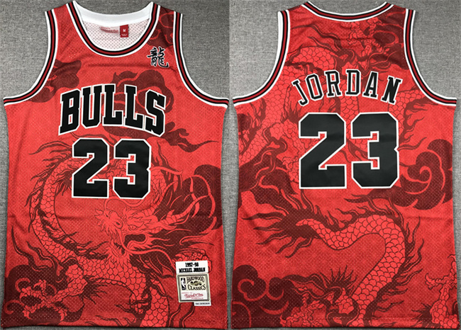 Men's Chicago Bulls #23 Michael Jordan Red 1997-98 Throwback Stitched Basketball Jersey 02 Men's Chicago Bulls #23 Michael Jordan Red 1997-98 Throwback Stitched Basketball Jersey 02