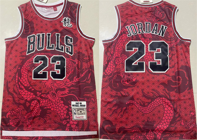 Men's Chicago Bulls #23 Michael Jordan Red 1997-98 Throwback Stitched Basketball Jersey 03 Men's Chicago Bulls #23 Michael Jordan Red 1997-98 Throwback Stitched Basketball Jersey 03