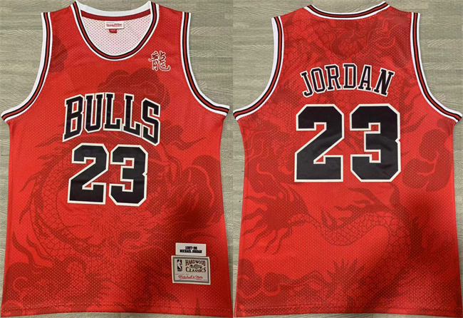 Men's Chicago Bulls #23 Michael Jordan Red 1997-98 Throwback Stitched Basketball Jersey Men's Chicago Bulls #23 Michael Jordan Red 1997-98 Throwback Stitched Basketball Jersey