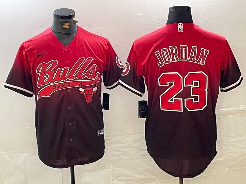 Men's Chicago Bulls #23 Michael Jordan Red Black With Patch Cool Base Stitched Baseball jerseys 3 Men's Chicago Bulls #23 Michael Jordan Red Black With Patch Cool Base Stitched Baseball jerseys 3