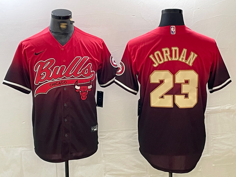Men's Chicago Bulls #23 Michael Jordan Red Black With Patch Cool Base Stitched Baseball jerseys 5 Men's Chicago Bulls #23 Michael Jordan Red Black With Patch Cool Base Stitched Baseball jerseys 5