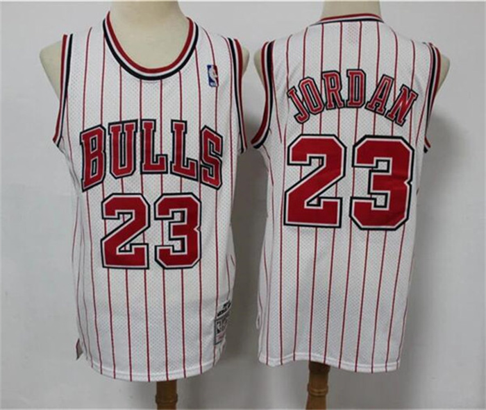 Men's Chicago Bulls #23 Michael Jordan White Red Stripes 1996-97 Throwback Stitched Jersey Men's Chicago Bulls #23 Michael Jordan White Red Stripes 1996-97 Throwback Stitched Jersey