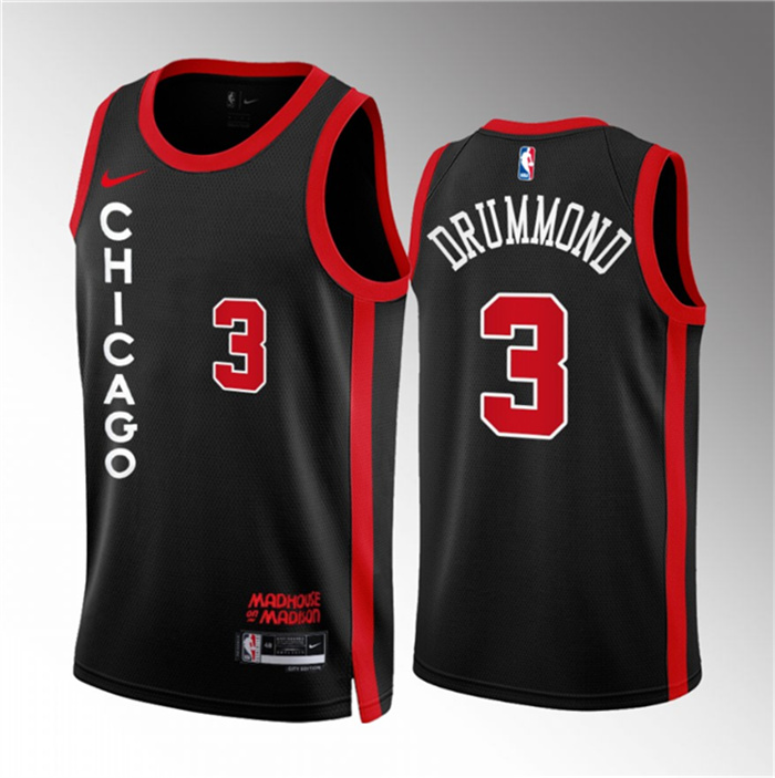 Men's Chicago Bulls #3 Andre Drummond Black 2023 24 City Edition Stitched Basketball Jersey Men's Chicago Bulls #3 Andre Drummond Black 2023 24 City Edition Stitched Basketball Jersey
