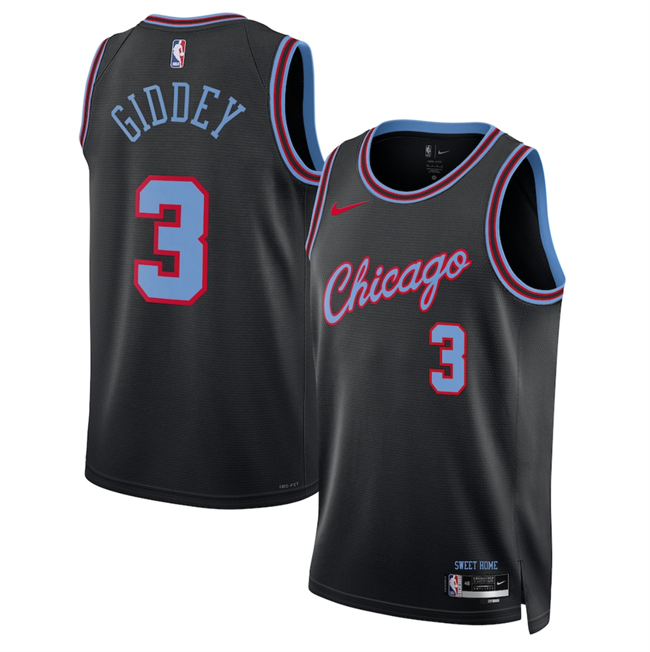 Men's Chicago Bulls #3 Josh Giddey Black 2025 26 City Edition Stitched Basketball Jersey Men's Chicago Bulls #3 Josh Giddey Black 2025 26 City Edition Stitched Basketball Jersey