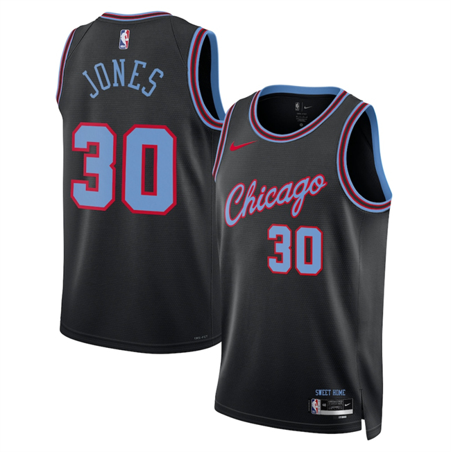 Men's Chicago Bulls #30 Tre Jones Black 2025 26 City Edition Stitched Basketball Jersey Men's Chicago Bulls #30 Tre Jones Black 2025 26 City Edition Stitched Basketball Jersey
