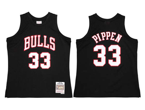 Men's Chicago Bulls #33 Scottie Pippen Black 97-98 Mitchell & Ness Swingman Stitched Jersey Men's Chicago Bulls #33 Scottie Pippen Black 97-98 Mitchell & Ness Swingman Stitched Jersey