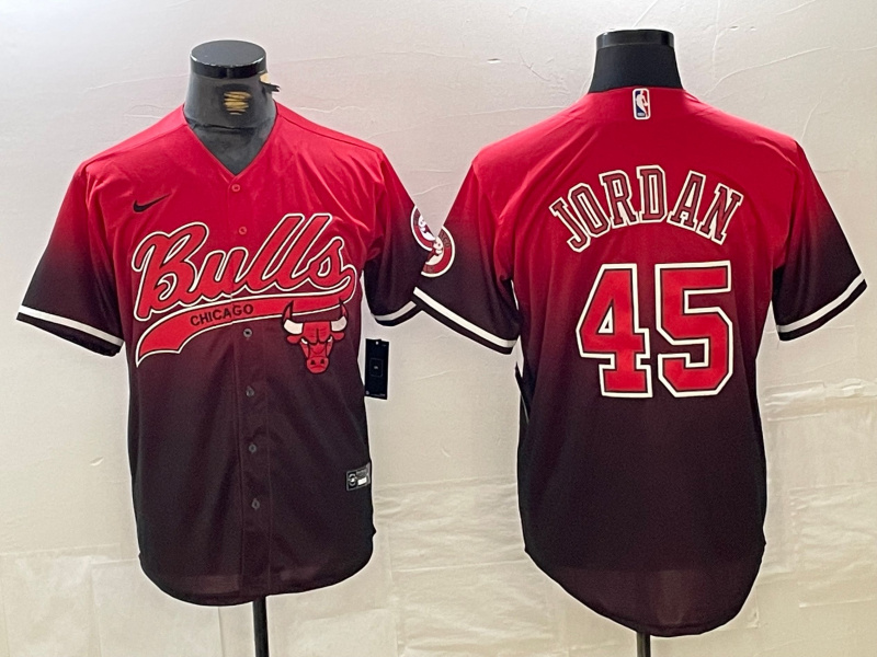 Men's Chicago Bulls #45 Michael Jordan Red Black With Patch Cool Base Stitched Baseball jerseys Men's Chicago Bulls #45 Michael Jordan Red Black With Patch Cool Base Stitched Baseball jerseys