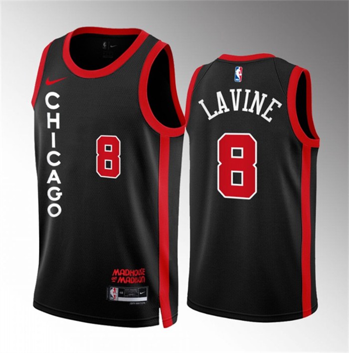 Men's Chicago Bulls #8 Zach LaVine Black 2023 24 City Edition Stitched Basketball Jersey Men's Chicago Bulls #8 Zach LaVine Black 2023 24 City Edition Stitched Basketball Jersey