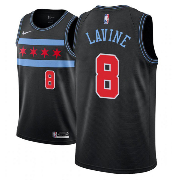 Men's Chicago Bulls #8 Zach Lavine Black Stitched Basketball Jersey