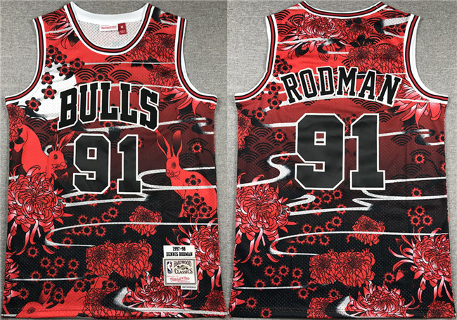 Men's Chicago Bulls #91 Dennis Rodman Black Red Stitched Jersey Men's Chicago Bulls #91 Dennis Rodman Black Red Stitched Jersey