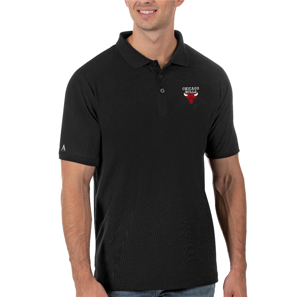 Men's Chicago Bulls Antigua Black Legacy Pique Polo Men's Chicago Bulls Antigua Black Legacy Pique Polo