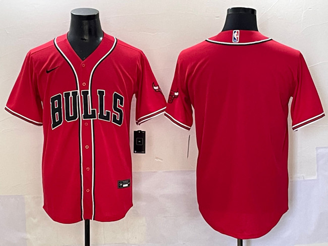 Men's Chicago Bulls Blank Red Cool Base Stitched Baseball Jersey Men's Chicago Bulls Blank Red Cool Base Stitched Baseball Jersey
