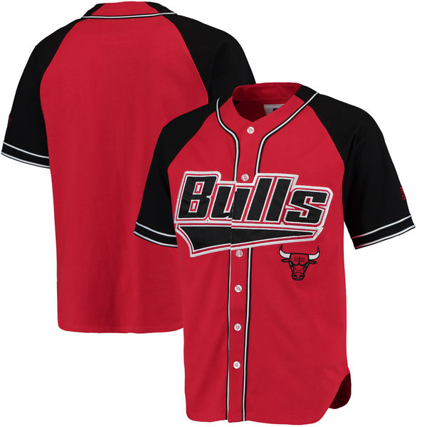 Men's Chicago Bulls Blank Starter Red Black Baseball Jersey Men's Chicago Bulls Blank Starter Red Black Baseball Jersey
