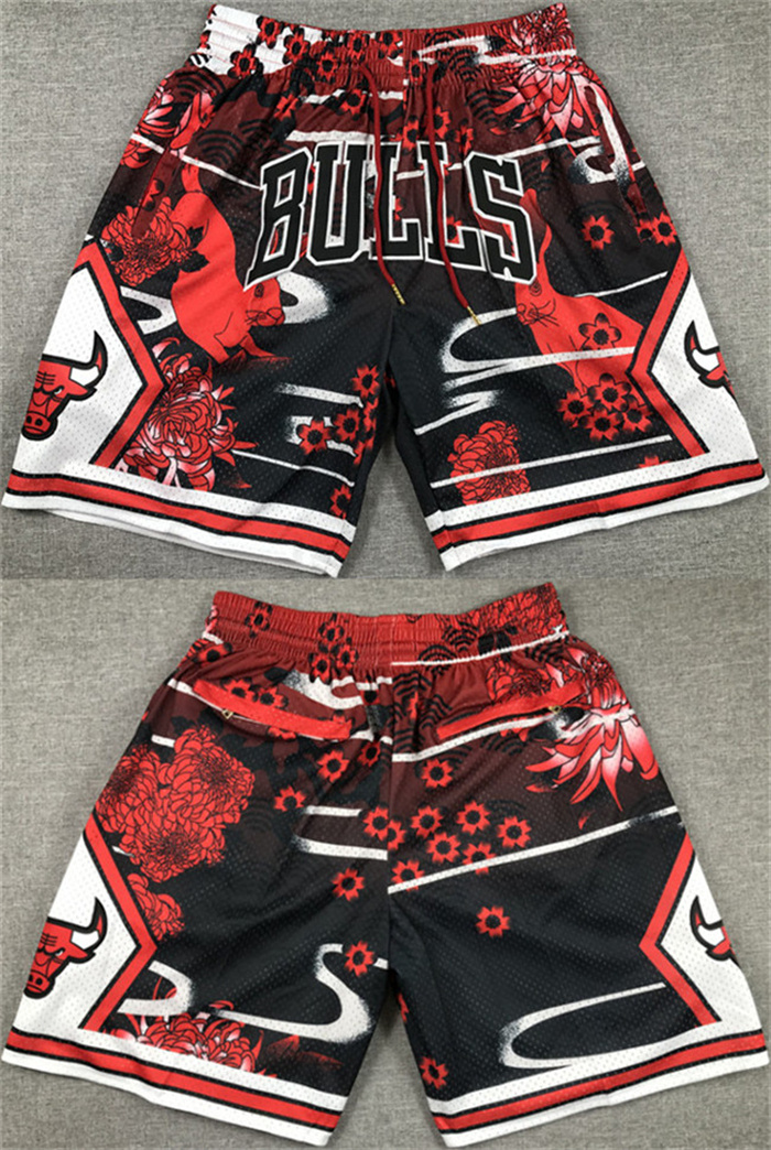 Men's Chicago Bulls Red Black Shorts (Run Small) 001 Men's Chicago Bulls Red Black Shorts (Run Small) 001