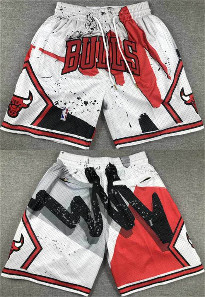Men's Chicago Bulls White Red Shorts (Run Small) Men's Chicago Bulls White Red Shorts (Run Small)