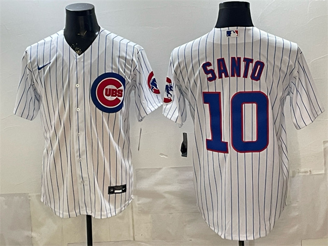 Men's Chicago Cubs #10 Ron Santo White Cool Base Stitched Baseball Jersey Men's Chicago Cubs #10 Ron Santo White Cool Base Stitched Baseball Jersey