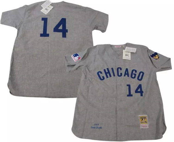 Men's Chicago Cubs #14 Ernie Banks Gray 1969 Stitched Baseball Jersey Men's Chicago Cubs #14 Ernie Banks Gray 1969 Stitched Baseball Jersey