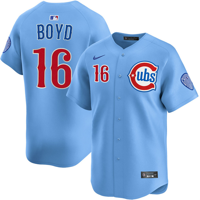 Men's Chicago Cubs #16 Matthew Boyd Blue 2024 25 2nd Alternate Limited Stitched Baseball Jersey Men's Chicago Cubs #16 Matthew Boyd Blue 2024 25 2nd Alternate Limited Stitched Baseball Jersey
