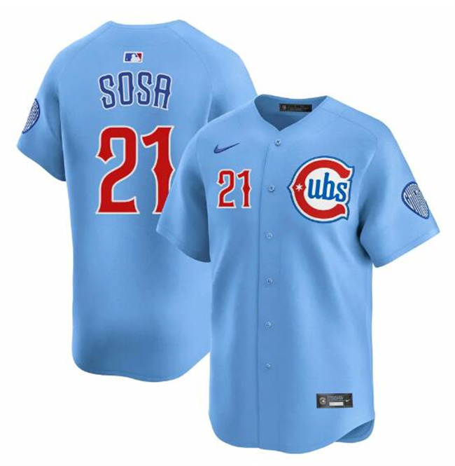 Men's Chicago Cubs #21 Sammy Sosa Blue 2024 25 2nd Alternate Limited Stitched Baseball Jersey