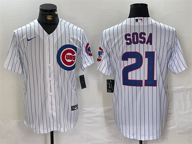 Men's Chicago Cubs #21 Sammy Sosa White With Patch Cool Base Stitched Baseball Jersey Men's Chicago Cubs #21 Sammy Sosa White With Patch Cool Base Stitched Baseball Jersey