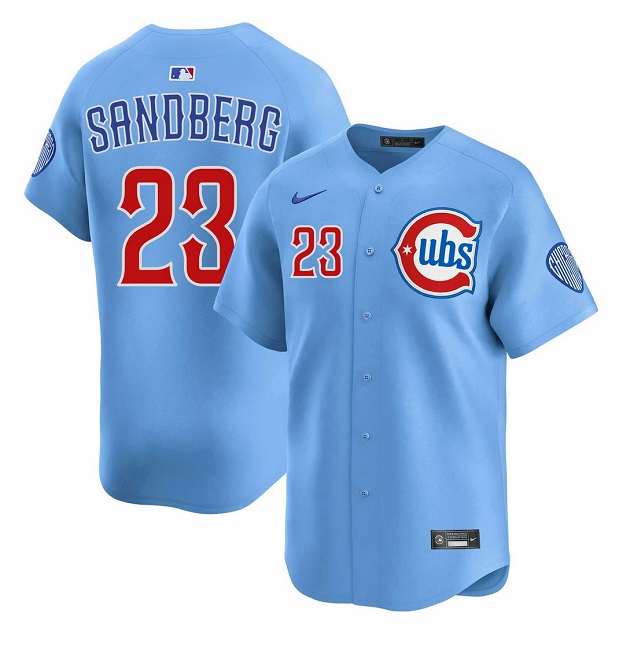 Men's Chicago Cubs #23 Ryne Sandberg Blue 2024 25 2nd Alternate Limited Stitched Baseball Jersey Men's Chicago Cubs #23 Ryne Sandberg Blue 2024 25 2nd Alternate Limited Stitched Baseball Jersey