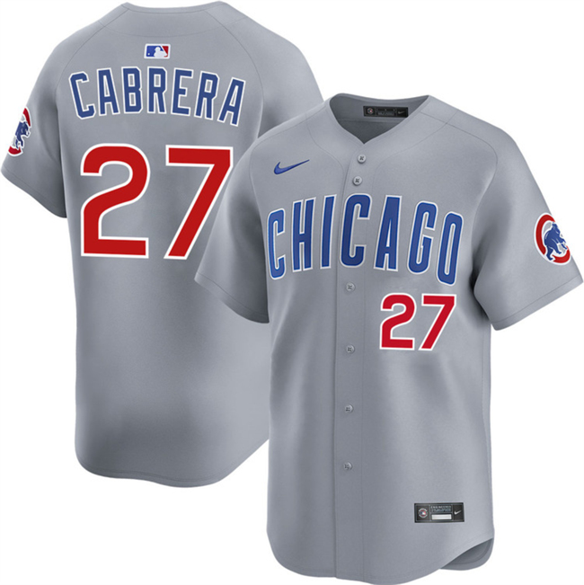 Men's Chicago Cubs #27 Edward Cabrera Grey 2026 Limited Stitched Baseball Jersey Men's Chicago Cubs #27 Edward Cabrera Grey 2026 Limited Stitched Baseball Jersey