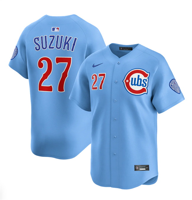 Men's Chicago Cubs #27 Seiya Suzuki Blue 2024 25 2nd Alternate Limited Stitched Baseball Jersey